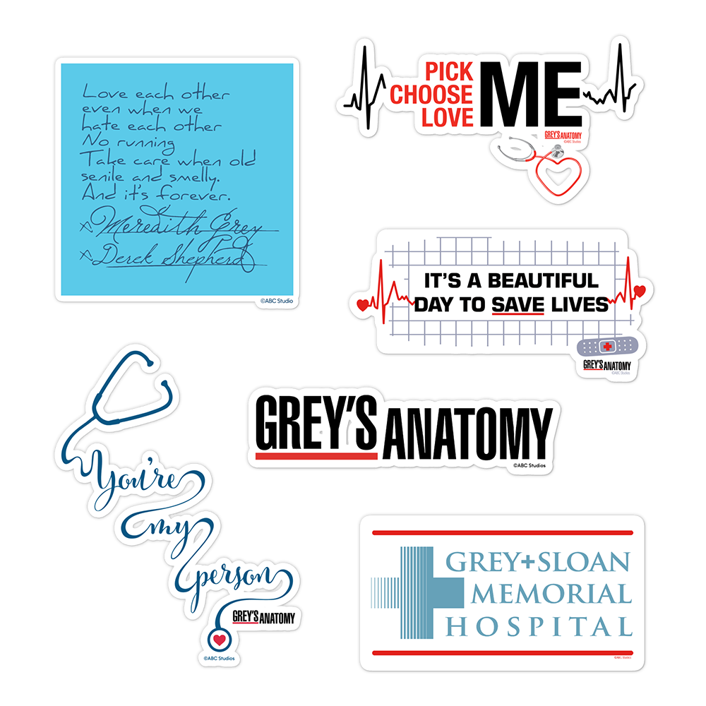 Grey's Anatomy 6 Piece Die Cut Sticker Set Shop Hulu