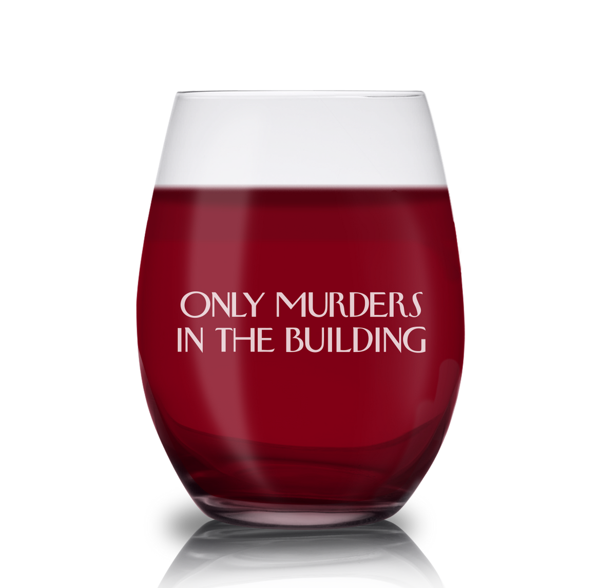 only-murders-in-the-building-logo-stemless-wine-glass-shop-hulu