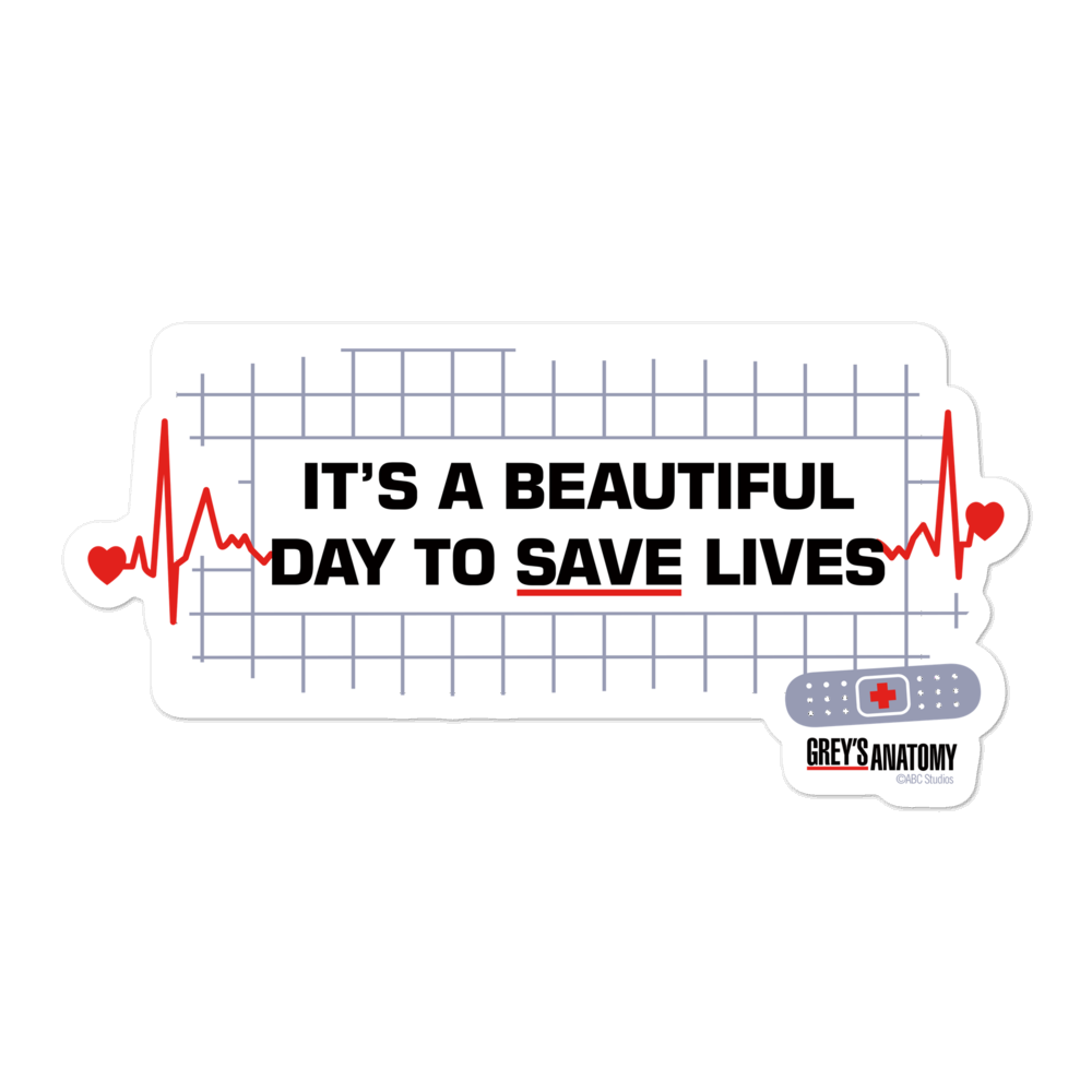 Grey's Anatomy It's A Beautiful Day to Save Lives Die Cut Sticker ...